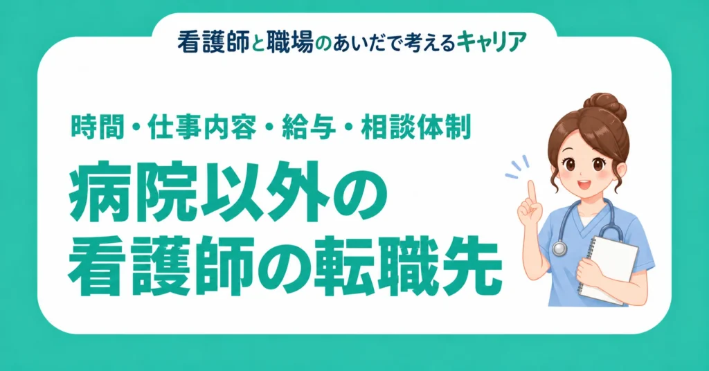 病院以外の看護師の転職先。時間・仕事内容・給与・相談体制